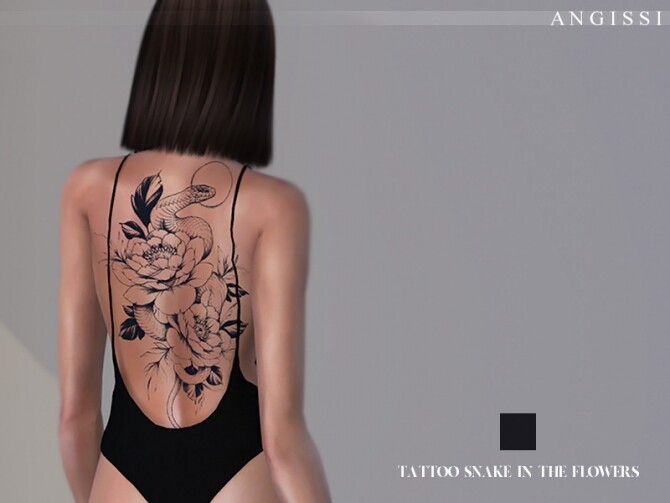 Sims 4 Snake in the flowers tattoo by ANGISSI at TSR