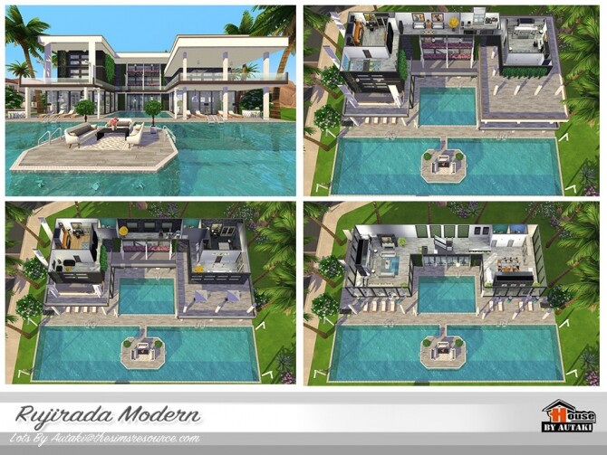 Sims 4 Rujirada Modern House NoCC by autaki at TSR