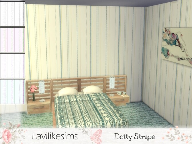 Sims 4 Dotty Stripe wallpaper by lavilikesims at TSR
