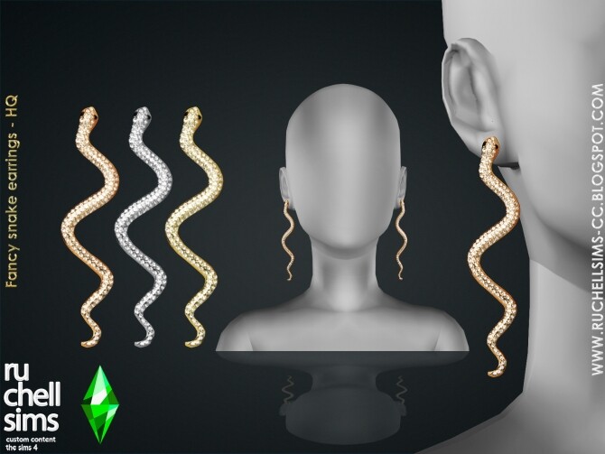 Sims 4 FANCY SNAKE EARRINGS at Ruchell Sims