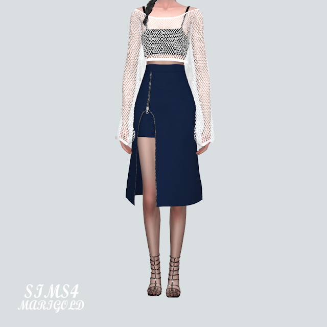 Sims 4 Zipper Slit Midi Skirt at Marigold