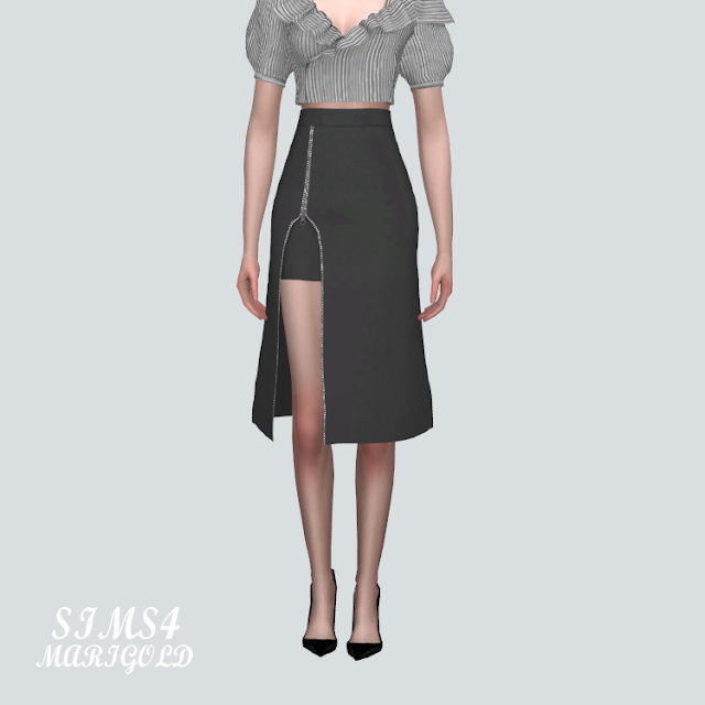 Sims 4 Zipper Slit Midi Skirt at Marigold