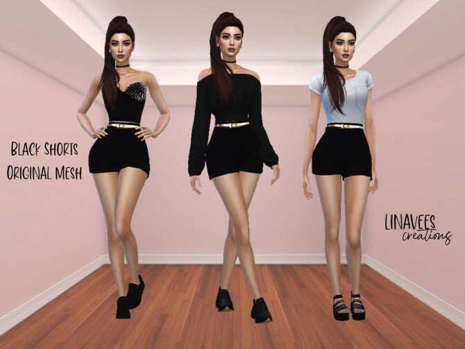 Sims 4 Black Fashion Shorts Vol.1 by linavees at TSR