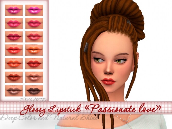 Sims 4 Glossy lipstick Passionate love by Incarto at TSR