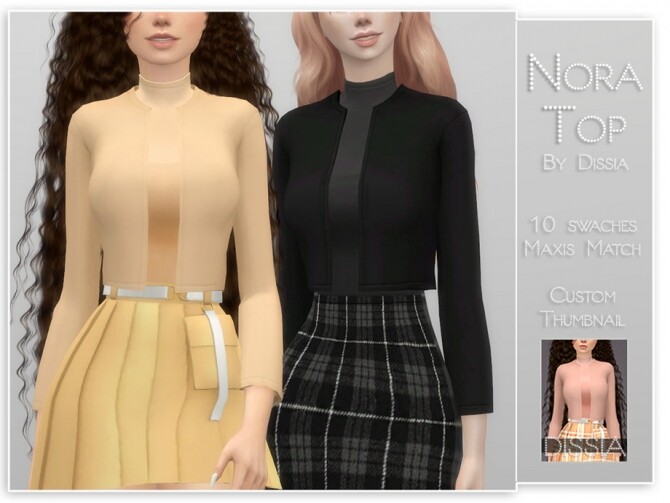 Sims 4 Nora Top with Jacket by Dissia at TSR
