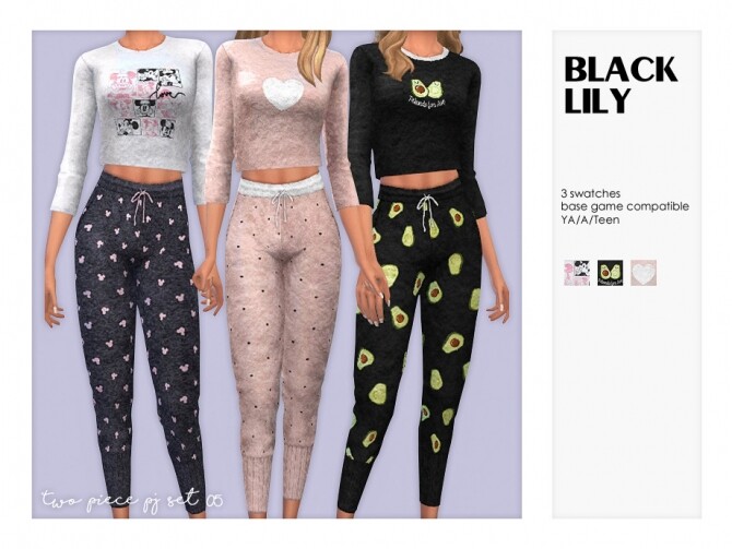 Sims 4 Two Piece PJ Set 05 by Black Lily at TSR
