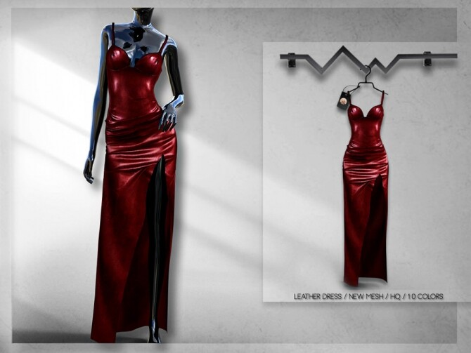 Sims 4 Leather Dress BD318 by busra tr at TSR