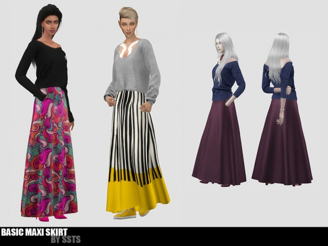 BASIC MAXI SKIRT by strange storyteller at TSR » Sims 4 Updates
