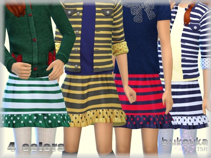 Sims 4 Striped Skirt by bukovka at TSR