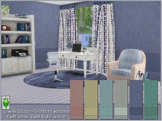 Sims 4 Simple Stucco Walls by marcorse at TSR