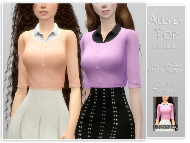 Sims 4 Audrey Top by Dissia at TSR