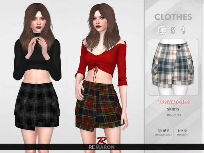 Sims 4 Grid Skirt for Women 02 by remaron at TSR