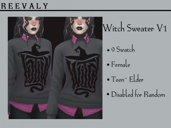 Sims 4 Witch Sweater V1 by Reevaly at TSR
