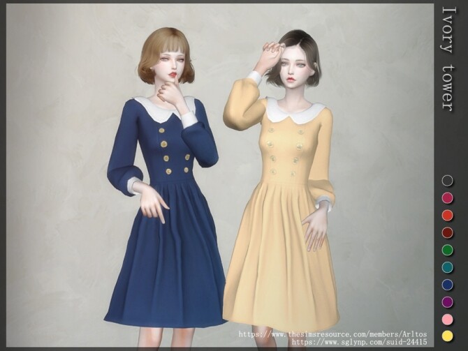 Sims 4 Ivory tower dress by Arltos at TSR