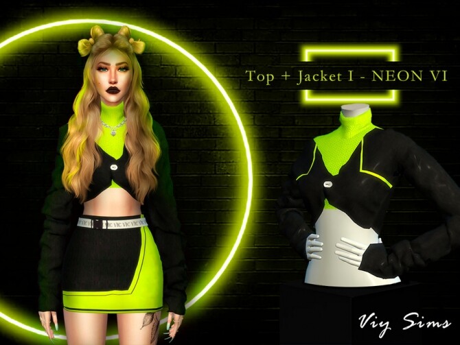 Sims 4 Top + Jacket I NEON VI by Viy Sims at TSR