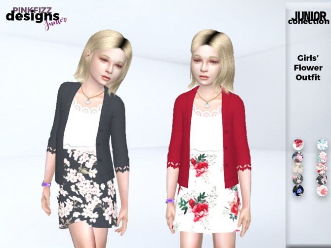 Sims 4 Girls Flower Outfit by Pinkfizzzzz at TSR