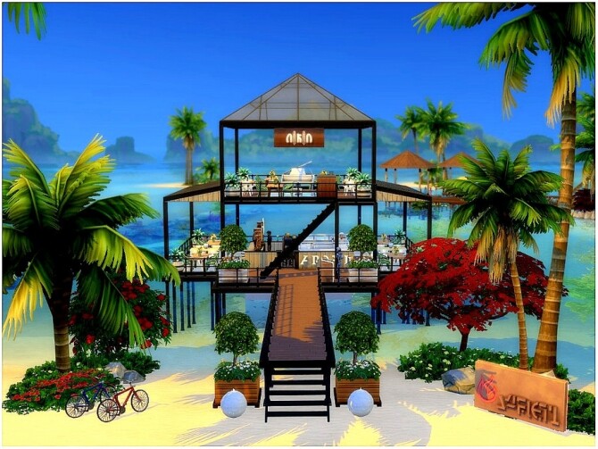 Sims 4 Ocean View Restaurant by lotsbymanal at TSR
