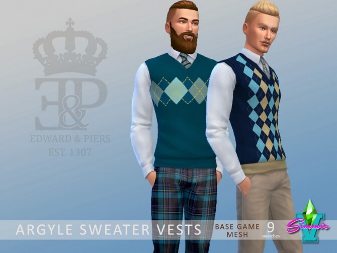 Sims 4 Argyle Sweater Vests by SimmieV at TSR