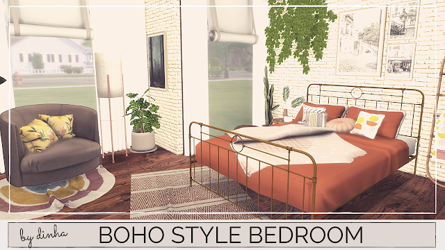 Sims 4 BOHO STYLE BEDROOM at Dinha Gamer
