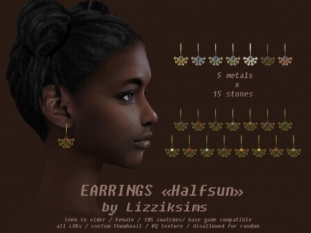Halfsun earrings at LizzikSims