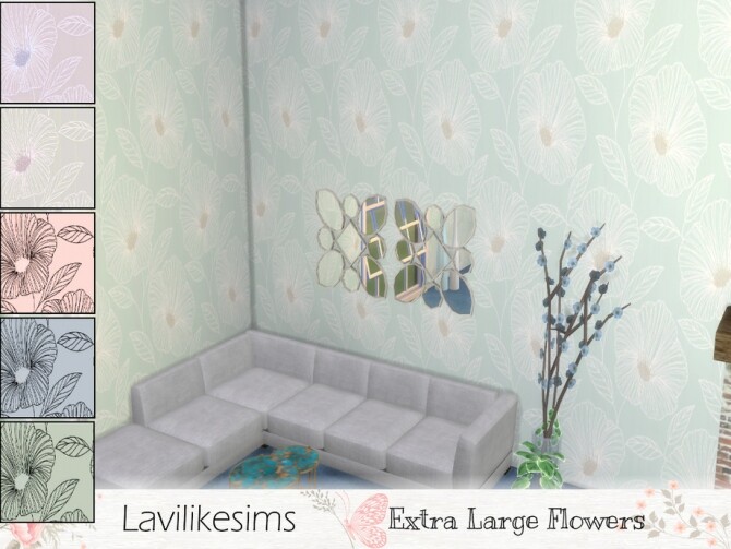 Sims 4 Extra Large Flowers wallpaper by lavilikesims at TSR