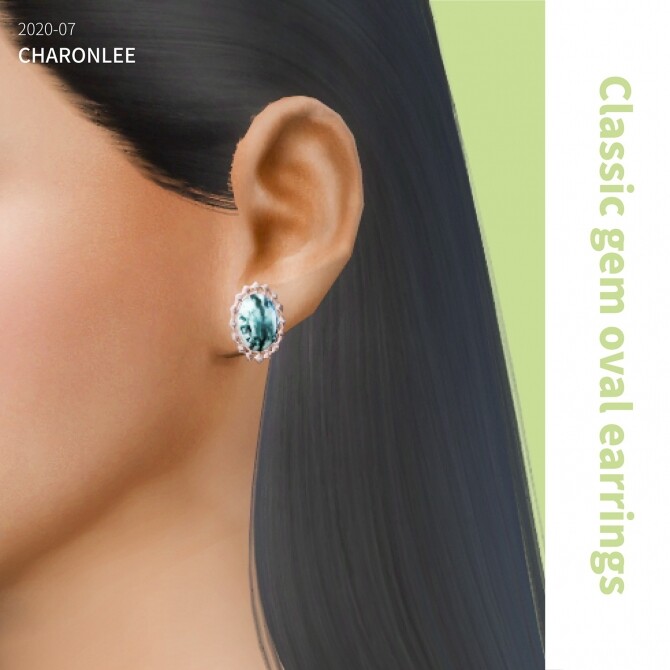 Sims 4 Classical gem oval earrings at Charonlee