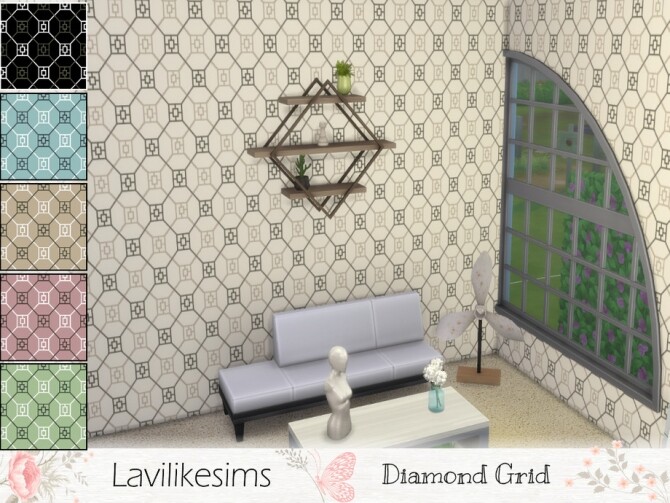Sims 4 Diamond Grid Wallpaper by lavilikesims at TSR