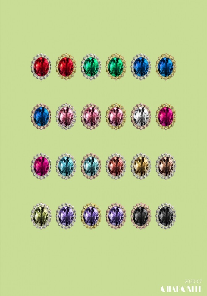 Sims 4 Classical gem oval earrings at Charonlee