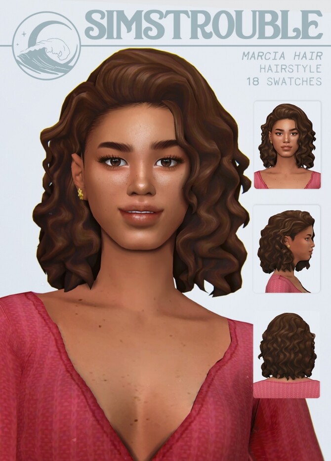 MARCIA medium length curls hair at SimsTrouble » Sims 4 Updates