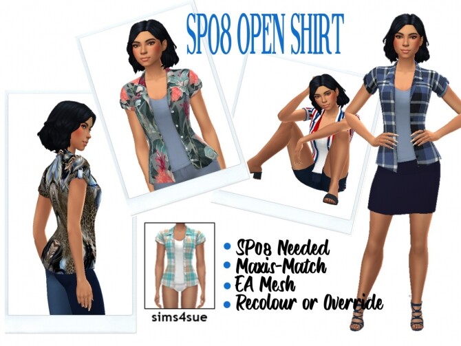 Sims 4 SP08 OPEN SHIRT at Sims4Sue
