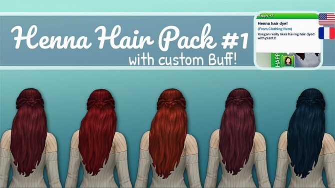 Sims 4 Henna hair pack 1 with a custom Buff at Frenchie Sim