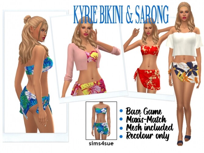 Sims 4 KYRIE’S SWIMSUIT & SARONG at Sims4Sue