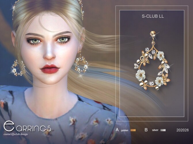 Sims 4 EARRINGS 20226 by S Club LL at TSR