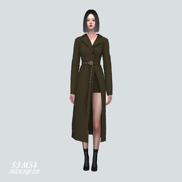 Sims 4 Long Jacket Dress With Belt at Marigold