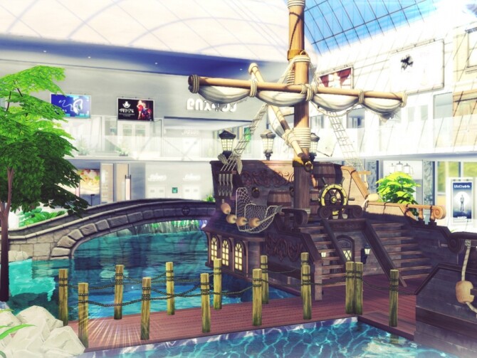 Sims 4 Shopping Mall + Indoor Waterpark by Summerr Plays at TSR