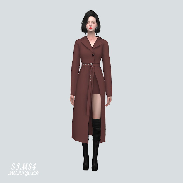 Long Jacket Dress With Belt at Marigold » Sims 4 Updates