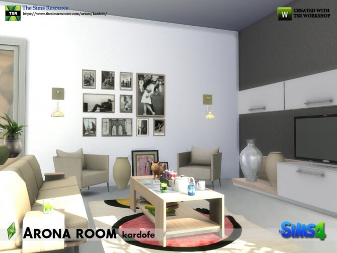 Sims 4 Arona living room by kardofe at TSR