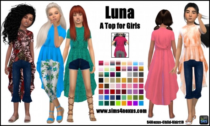 Sims 4 Luna top for girls by SamanthaGump at Sims 4 Nexus
