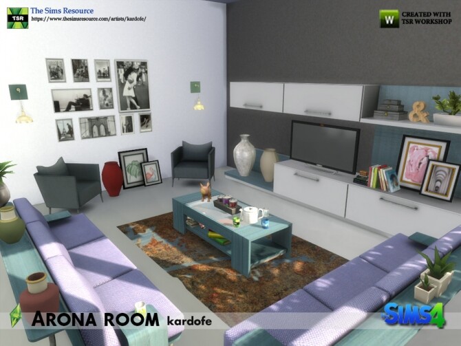 Sims 4 Arona living room by kardofe at TSR