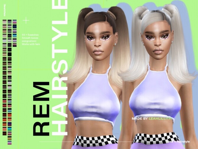 Sims 4 REM Hair by Leah Lillith at TSR