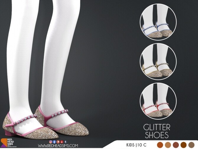Sims 4 GLITTER SHOES KIDS + TODDLER at REDHEADSIMS
