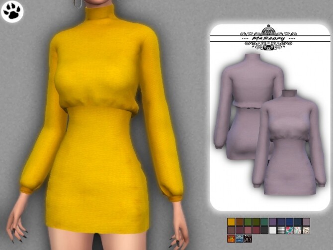 Sims 4 Woven Turtleneck Dress by MsBeary at TSR