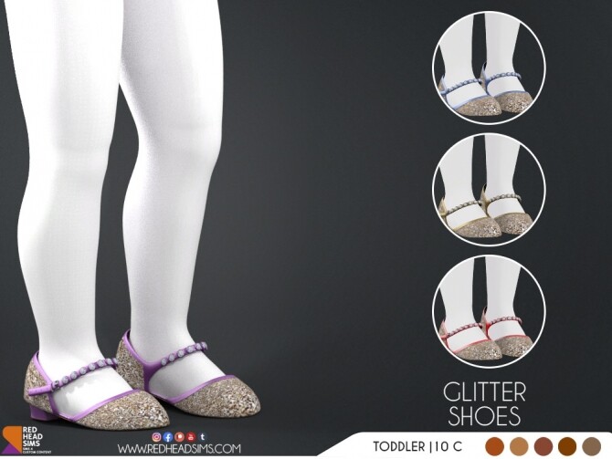 Sims 4 GLITTER SHOES KIDS + TODDLER at REDHEADSIMS