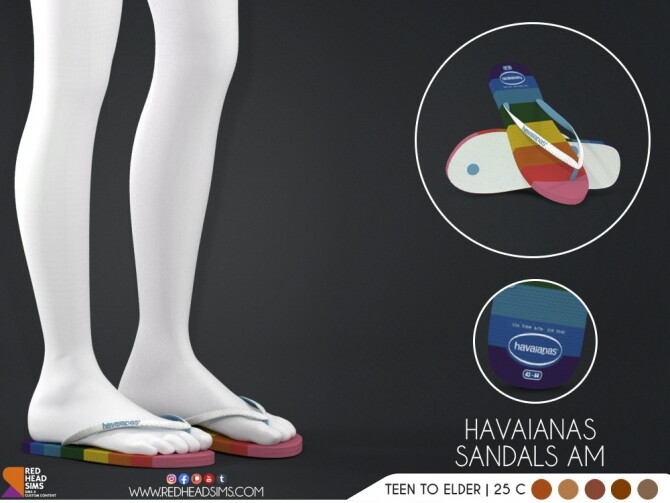 Sims 4 HAVAIANAS SANDALS AM + AF by Thiago Mitchell at REDHEADSIMS