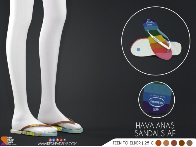 Sims 4 HAVAIANAS SANDALS AM + AF by Thiago Mitchell at REDHEADSIMS