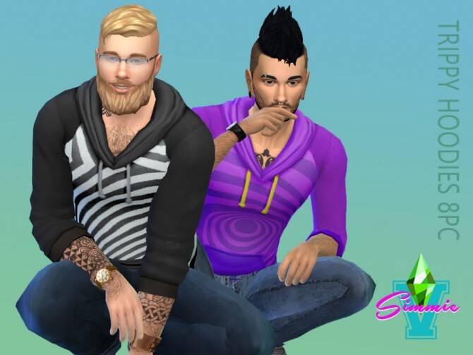 Sims 4 Base Game Trippy Hoodies by SimmieV at TSR