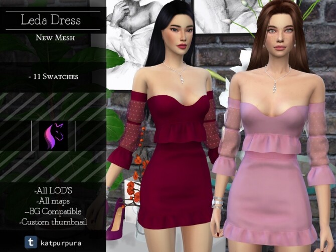 Sims 4 Leda Dress by KaTPurpura at TSR