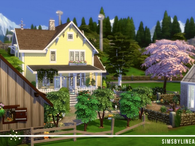 Sims 4 Yellow Flower Cottage by SIMSBYLINEA at TSR