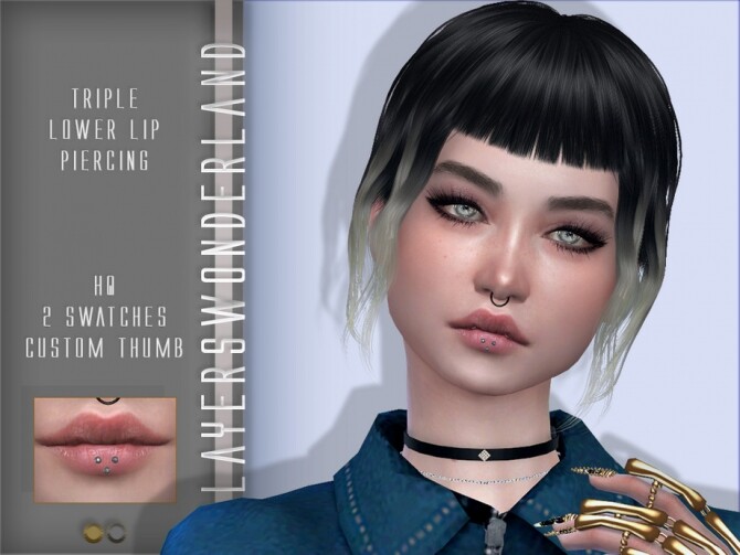 Sims 4 Triple Lower Lip Piercing by PlayersWonderland at TSR