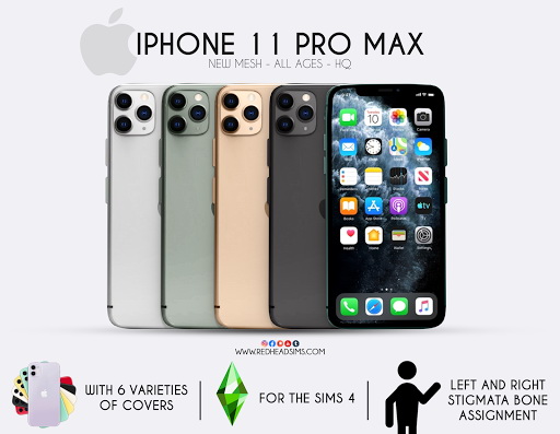Sims 4 IPHONE 11 PRO MAX + COVERS at REDHEADSIMS